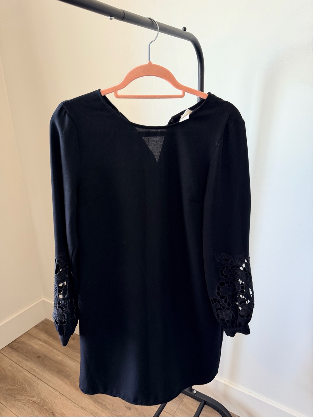 H&M Black Long Sleeve Dress with Floral Cutout Sleeves